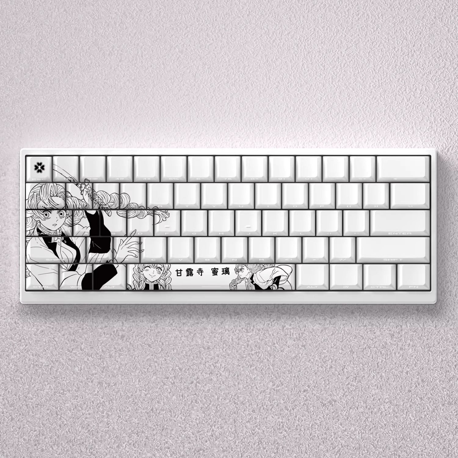 Demon Slayer: Kimetsu no Yaiba series, Kanroji Mitsuri theme, original high PBT material compatible MX switch mechanical keyboard, anime game theme set keycaps, mechanical keyboard replacement keycap set
