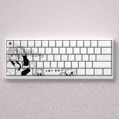 Demon Slayer: Kimetsu no Yaiba series, Kanroji Mitsuri theme, original high PBT material compatible MX switch mechanical keyboard, anime game theme set keycaps, mechanical keyboard replacement keycap set