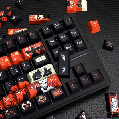 Naruto, Akatsuki, Pain themed PBT material personalized keycap set, compatible with 61/64/68/75/84/87/104 mechanical keyboards
