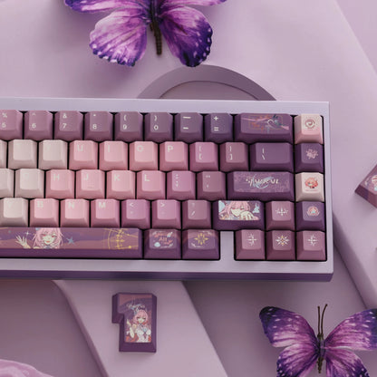 Honkai: Star Rail series, Cyrene theme, original high PBT material keycaps, full five sided thermal sublimation process mechanical keyboard custom set keycaps