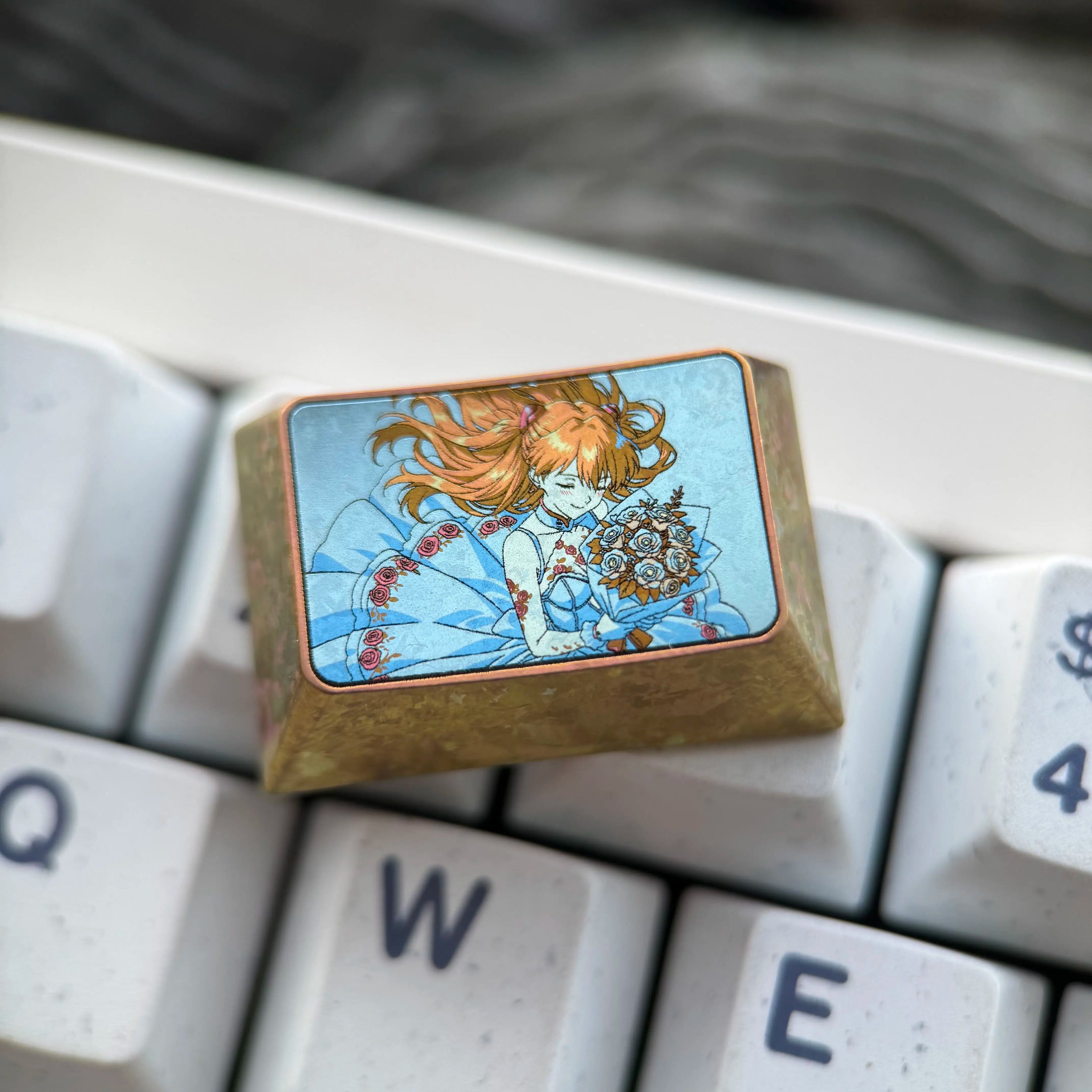 EVA Asuka Wedding Dress Theme, 1.5 U TAB，titanium alloy personalized keycaps, game creative cultural mechanical keyboard decorative keycaps