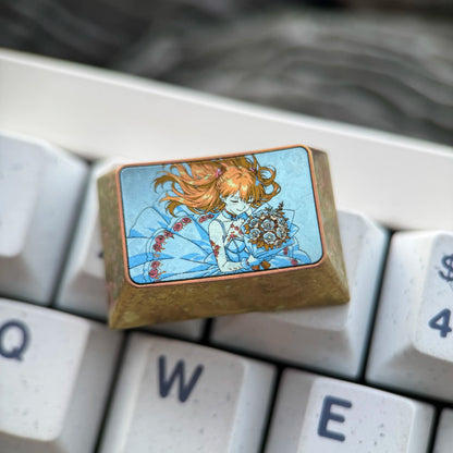 EVA Asuka Wedding Dress Theme, 1.5 U TAB，titanium alloy personalized keycaps, game creative cultural mechanical keyboard decorative keycaps