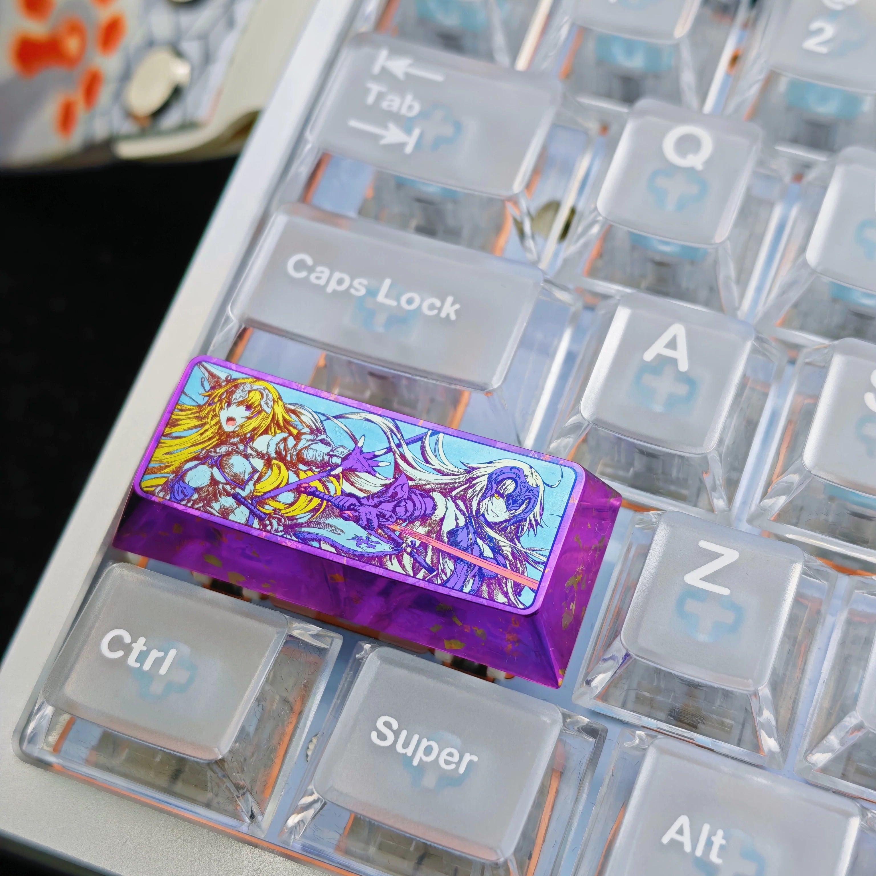 Fate, Joan of Arc themed design, 2.25U titanium alloy personalized keycaps, anime, gaming, cultural and creative mechanical keyboard decorative keycaps