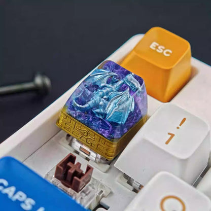 Duel Monsters，Yu-Gi-Oh！ Trading CARD GAME, Blue Eyes White Dragon crystal resin personalized keycaps, anime and game creative peripheral keycaps