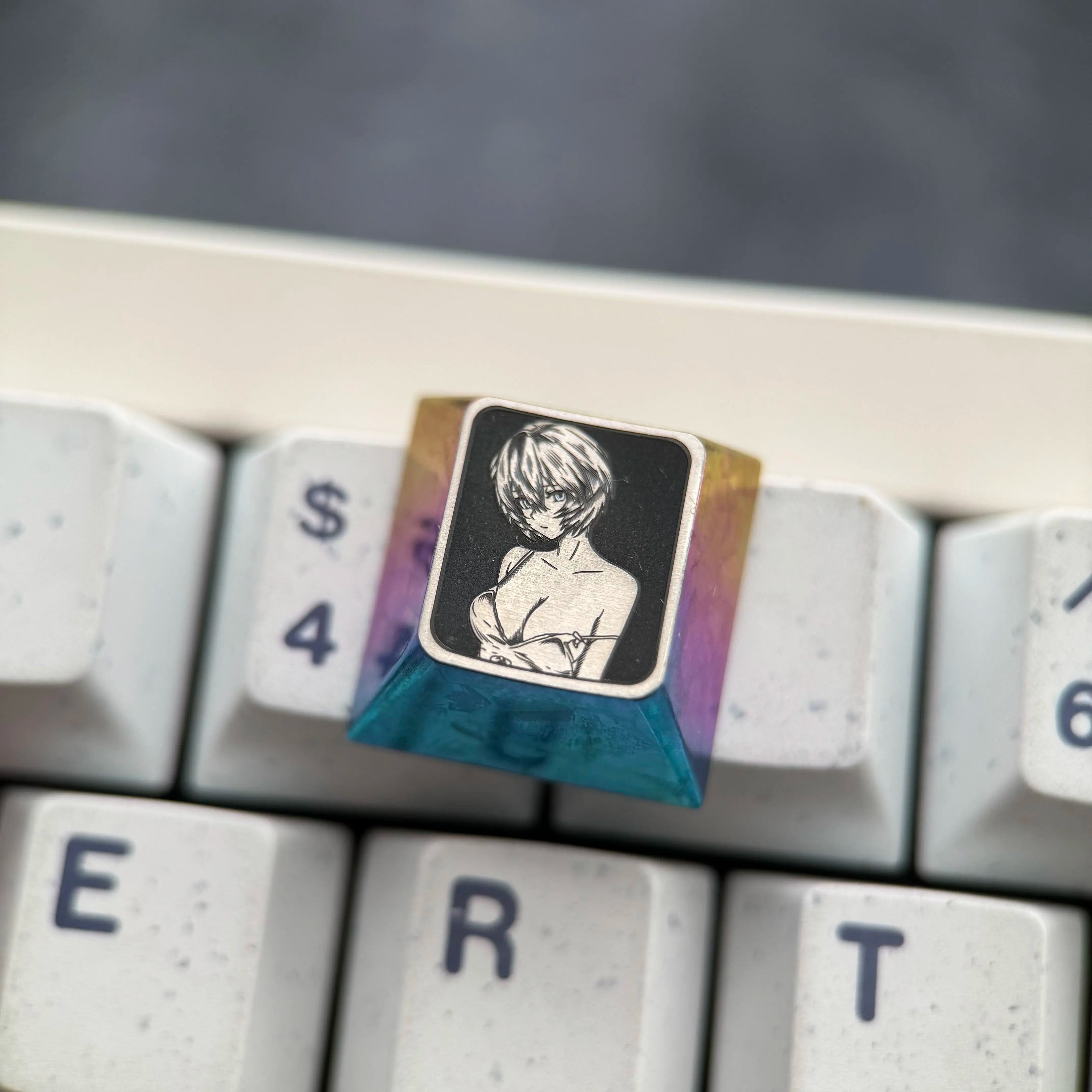 EVA，Ayanami Rei，WASD/directional key titanium alloy set personalized keycaps, anime and game decorative art keycap combination customized metal set