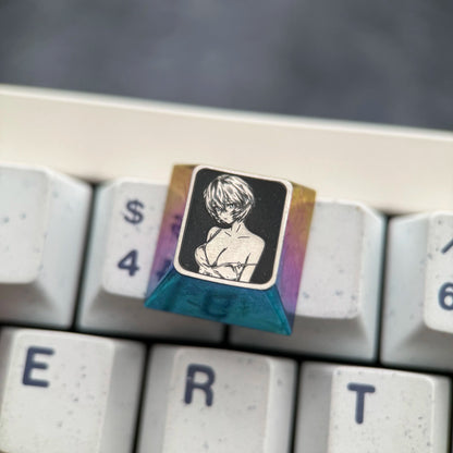 EVA，Ayanami Rei，WASD/directional key titanium alloy set personalized keycaps, anime and game decorative art keycap combination customized metal set