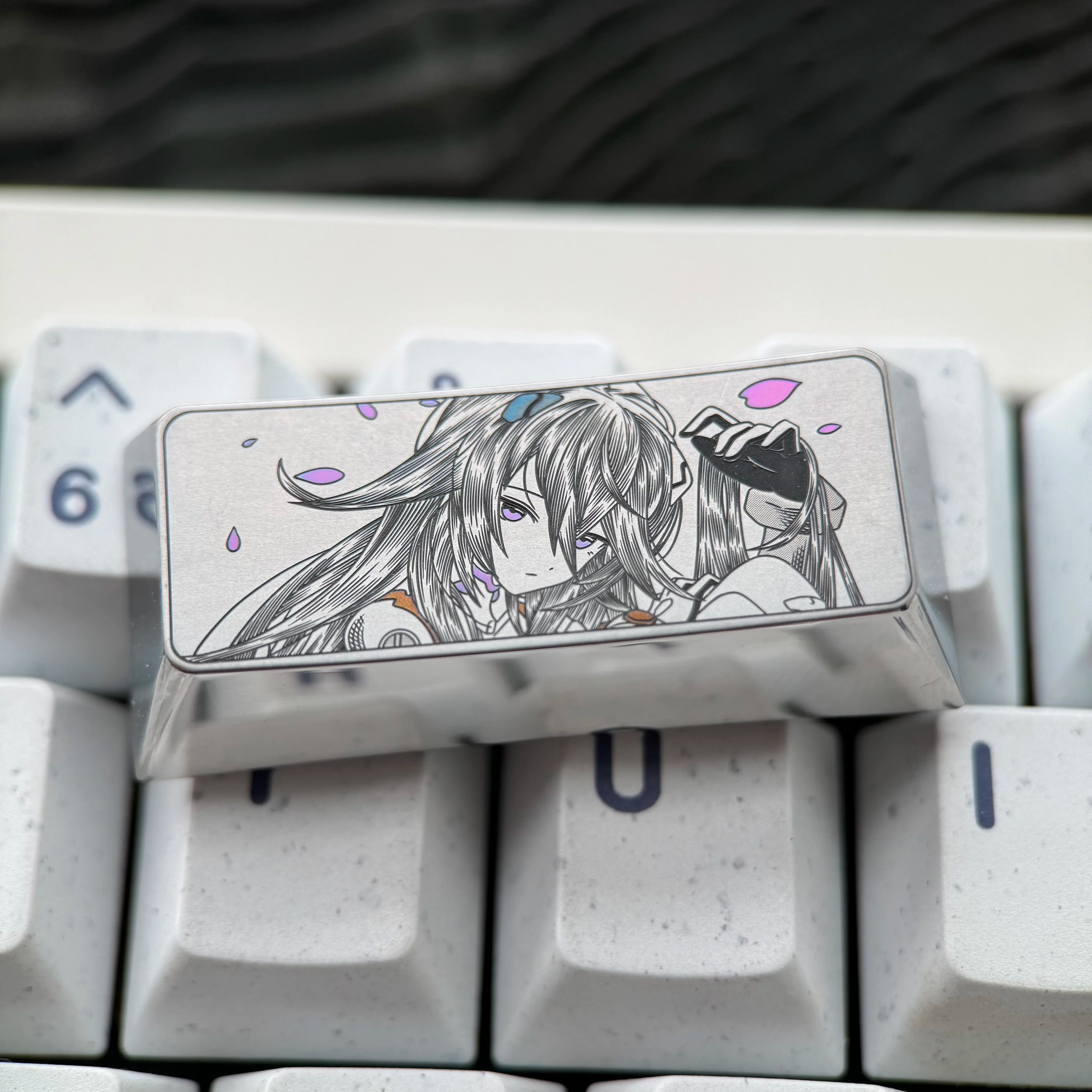 EVA series, Ayanami Rei series, 2.25U precision carved titanium alloy personalized keycaps, anime and game culture innovation mechanical keyboard decorative keycaps