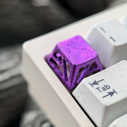 Lightweight hollow design titanium alloy personalized keycap, minimalist style keycap, titanium alloy ice crystal pattern mechanical keyboard replacement keycap R4 height