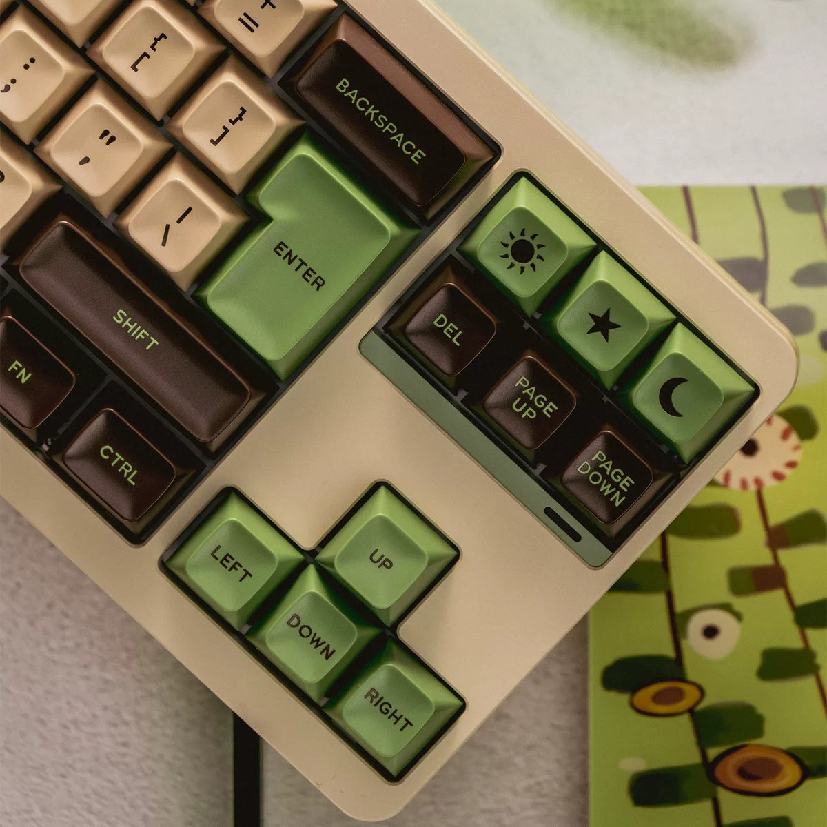 Star Wars, Yoda themed color scheme, ABS two-color injection molding material personalized keycaps, mechanical keyboard replacement keycap set, Daily creative keycap matching, compatible with 61/64/68/75/84/87/104 Key Mechanical Keyboard Keycap Set