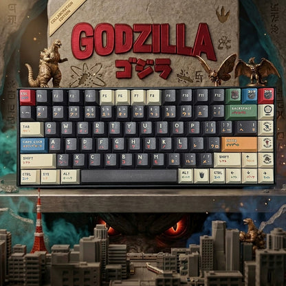 Godzilla theme, PBT material, sublimation, Monsters, dinosaurs, Game anime Personalized keycap set, original factory height mechanical keyboard decorative keycap set，anime keycap set suitable for 61/64/68/75/84/87/104 Key Mechanical Keyboard