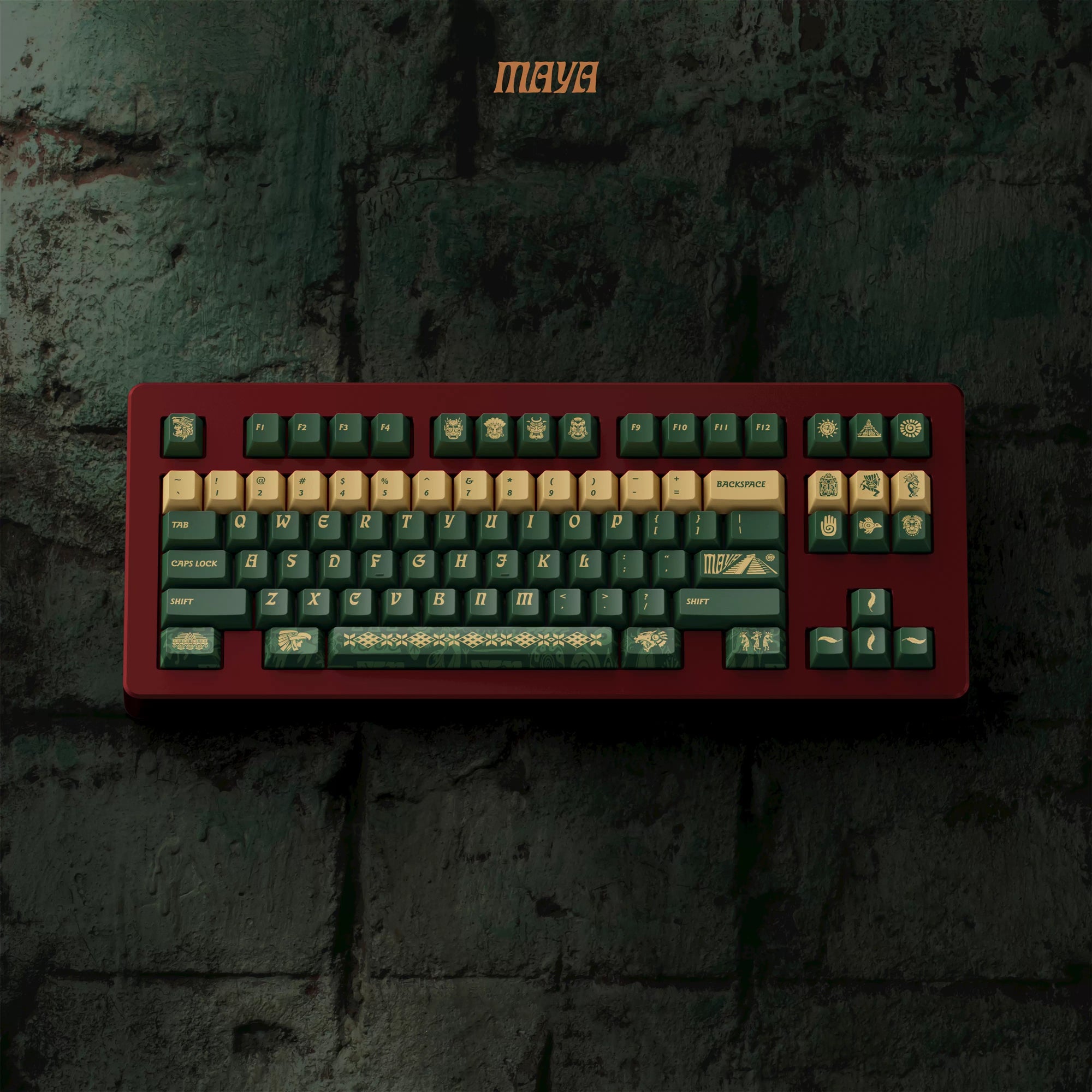 Maya ancient civilization themed keycaps, PBT material sublimation technology, mechanical keyboard themed personalized decorative keycaps