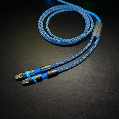 Customized manual data cable for mechanical keyboard with EVA theme design, dual type C aviation plug, dual 8K luminous data cables, magnetic axis mechanical keyboard