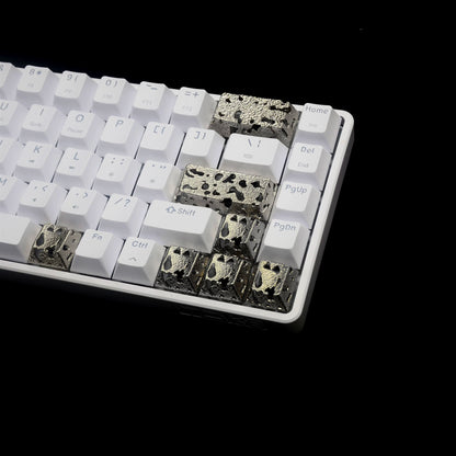 Hollow corrosion design, metal copper personalized keycaps, non-ferrous metal creative mechanical keyboard keycaps, computer desktop with decorative keycaps