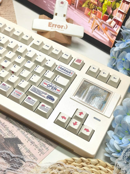 Convenience store themed design, PBT material personalized keycap set, mechanical keyboard replacement decorative keycaps, compatible with 61/64/68/75/84/87/104 key mechanical keyboard