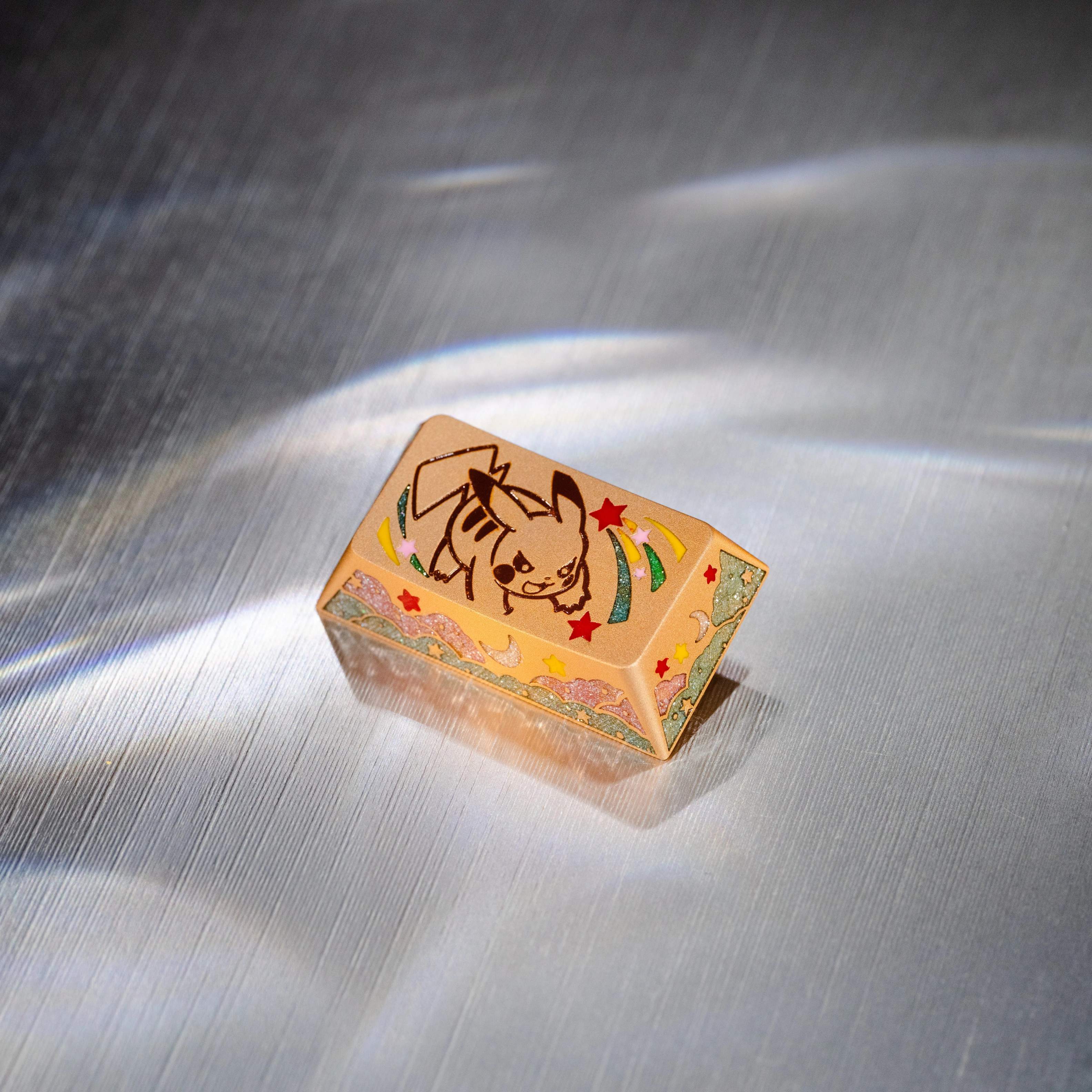 Pok é mon series, Pikachu themed design, keycaps made of aluminum alloy material CNC integrated precision machining personalized keycaps, mechanical keyboard decorative keycaps