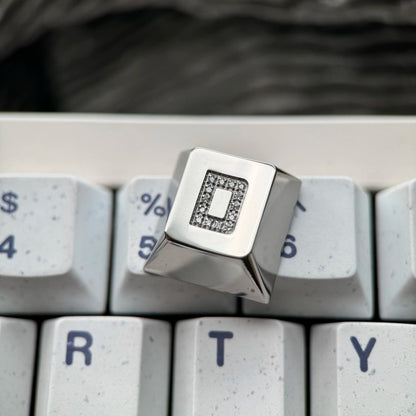 WASD combination set, titanium alloy inlaid gemstone CNC personalized keycaps, machined metal decorative keycaps, corrosion-resistant special metal keycaps, mechanical keyboard decorative keycaps