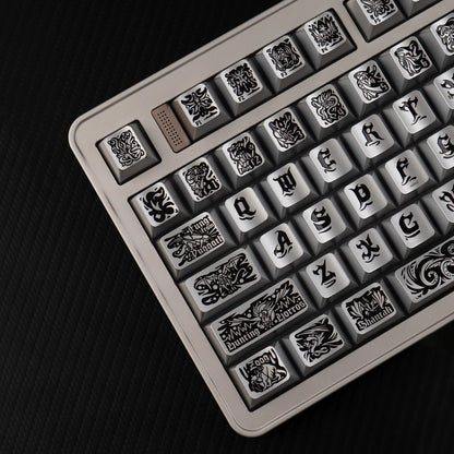 Ancient God, Cthulhu themed design, metallic paint texture, PBT material personalized keycap set, creative decorative keycap set, compatible with 61/64/68/75/84/87/104 mechanical keyboard replacement keycap