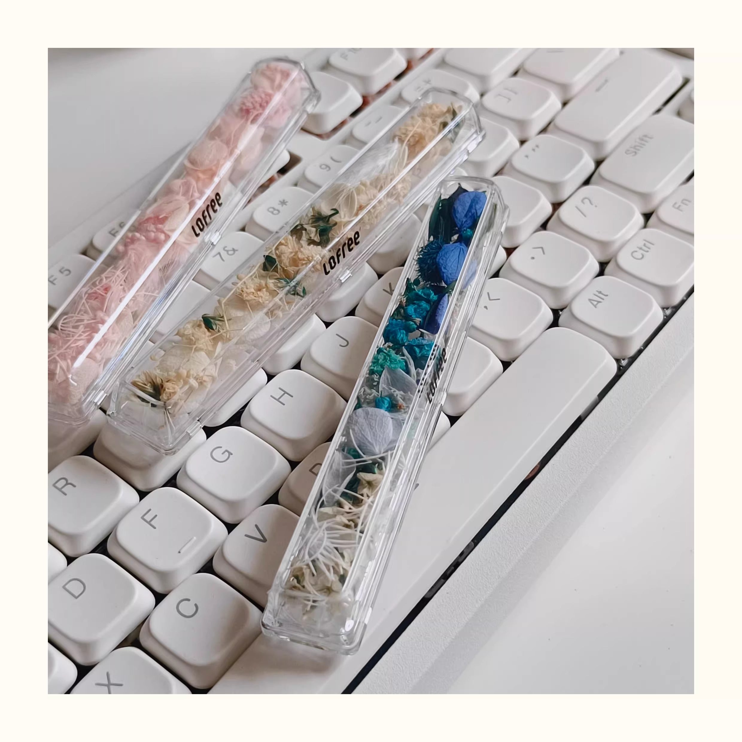 Natural Plant Specimen Eternal Flower Series, Lofree, 6.25U Crystal drops of glue Spacebar, Art Decorative Keycaps.
