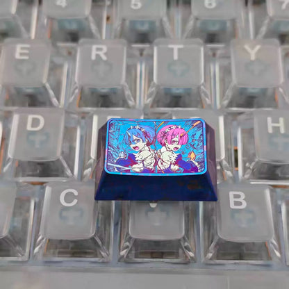 Re:Life in a different world from zero，1.5 U titanium alloy personalized keycaps, mechanical keyboard metal decorative keycaps, anime and game culture peripheral keycaps