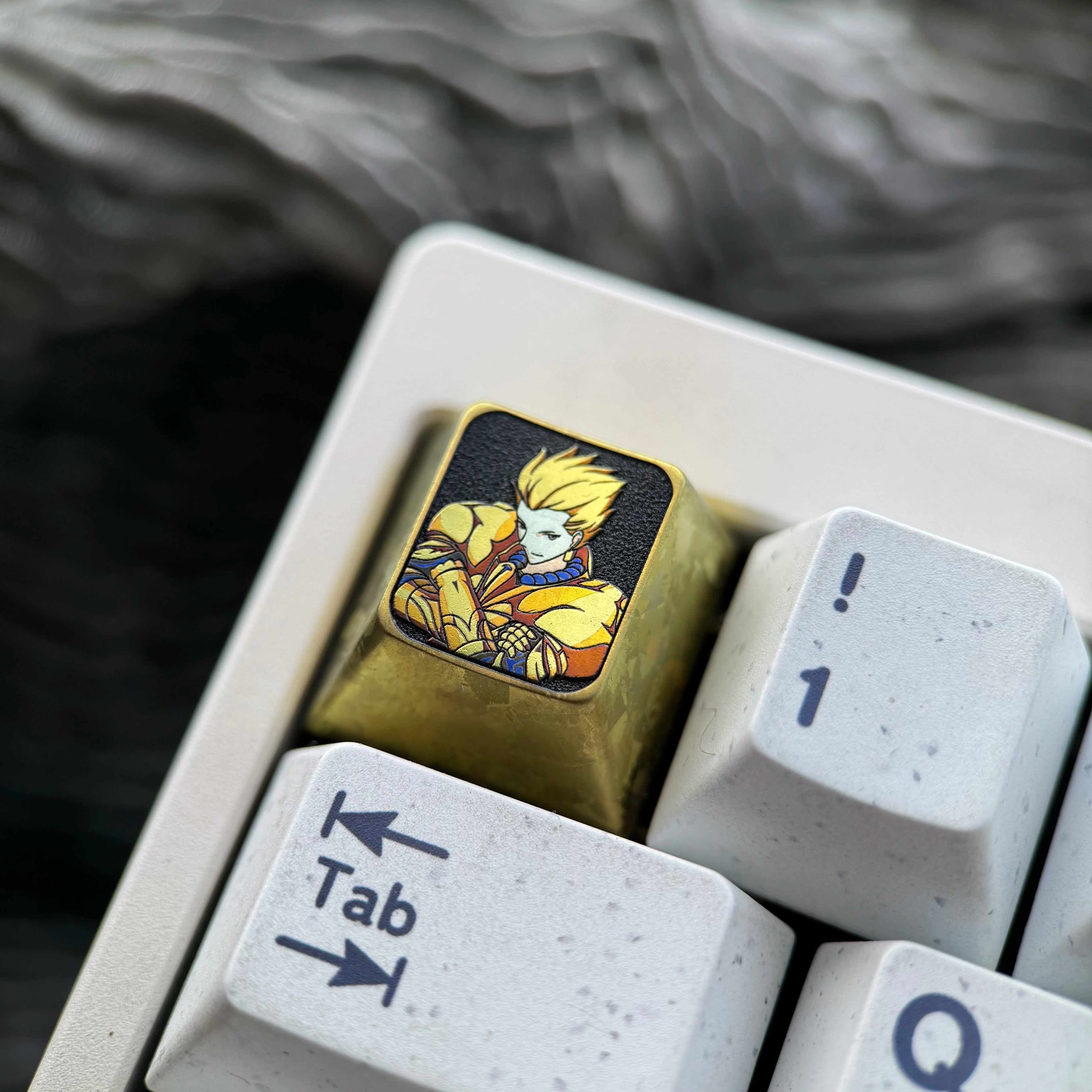 Fate series,Gilgamesh theme,1U titanium alloy personalized keycaps, anime and game mechanical keyboard metal decorative keycaps