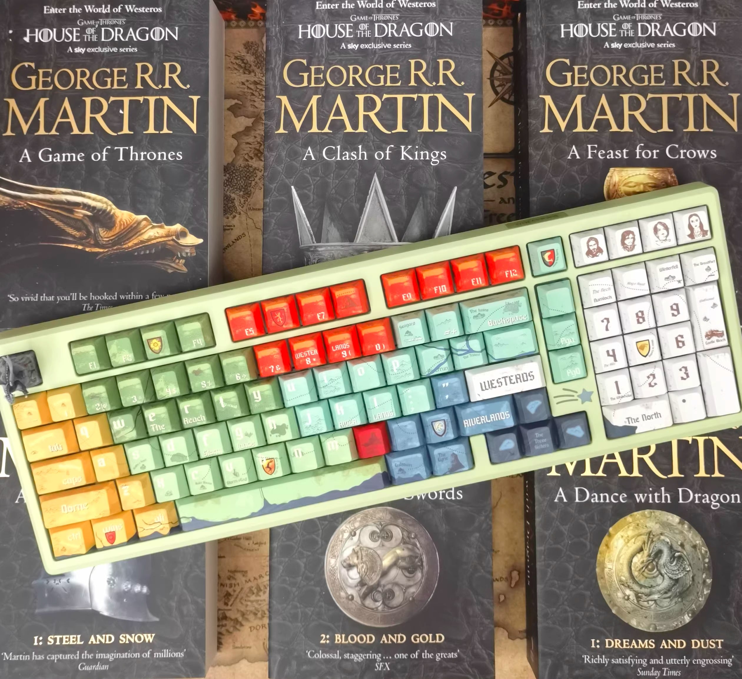 A Song of Ice and Fire themed keycap set, PBT material, sublimation technology, animation cartoon decoration keycap set