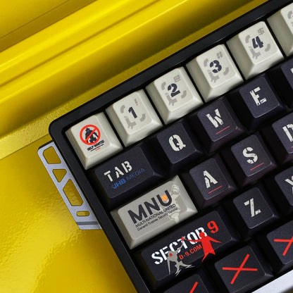 District 9, PBT material personalized keycap set, anime， movie keycap culture peripheral mechanical keyboard decoration keycaps， Compatible with 61/64/68/75/84/87/104 key mechanical keyboard keycap set