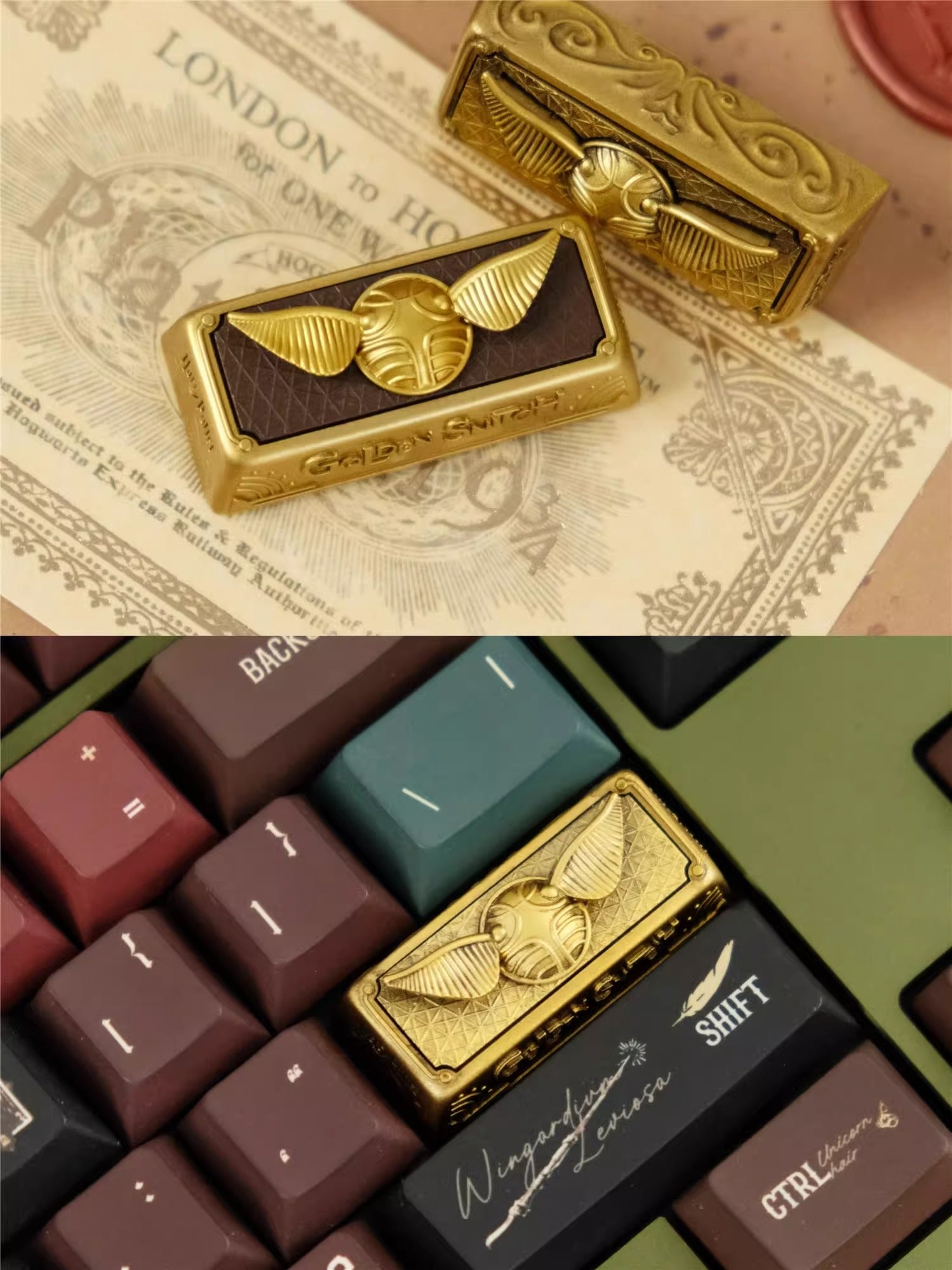 Harry Potter, Golden Snitch, 2.25U Enter key, resin coated personalized keycaps, retro designed personalized keycaps, anime, games, movies, creative mechanical keyboards, decorative keycaps
