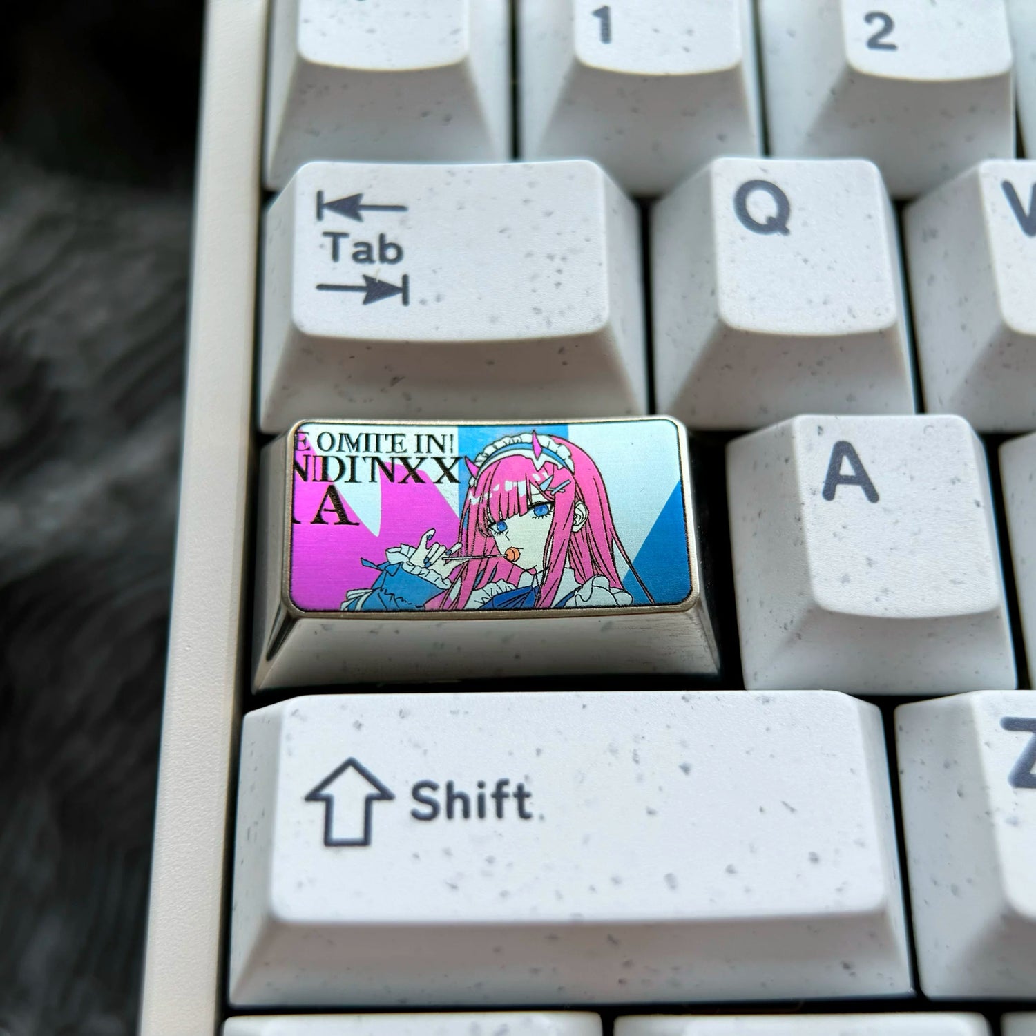 DARLING in the FRANXX, Zero Two 1.75U titanium alloy personalized keycaps, anime, gaming, cultural and creative mechanical keyboard decorative keycaps