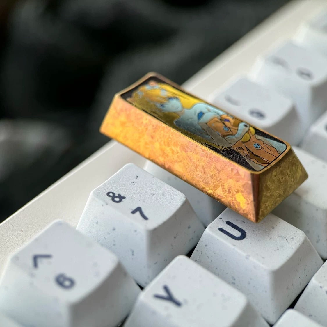 EVA, Asuka Theme PAD keypad number area,+/Enter key, vertical 2U titanium alloy personalized key cap, animation game cultural creative products, mechanical keyboard decorative key cap