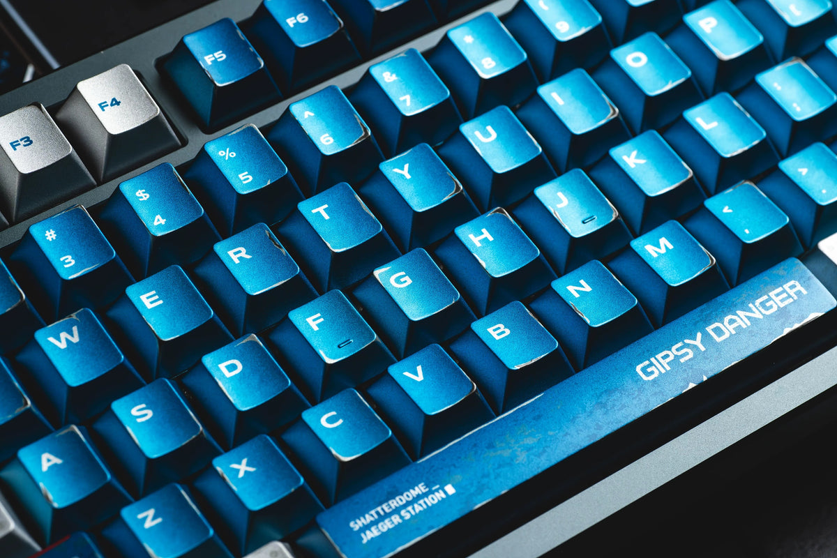 Pacific Rim, Gipsy Danger theme, metallic paint texture PBT material anime and game cultural and creative keycaps set, Compatible with 61/64/68/75/84/87/104 Key Mechanical Keyboard Keycap Set