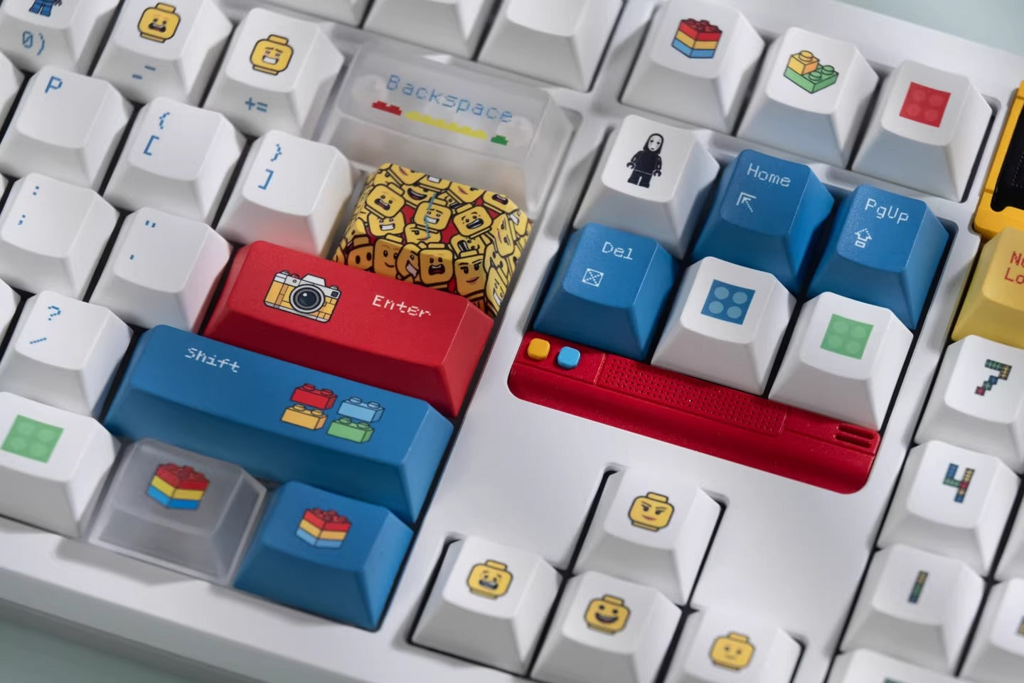 Lego themed design, cartoon cute personalized custom keycap complete set PBT+PC heat sublimation factory height, personalized themed keycap set
