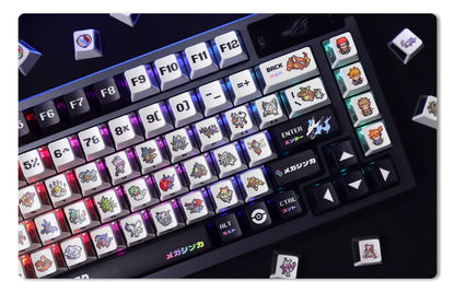 Pokemon Key Cap Mega Pixel Wind Mechanical Keyboard Cap PBT Five sided Thermal Sublimation Three sided Transparent Anime Theme Personalized Key Cap Set