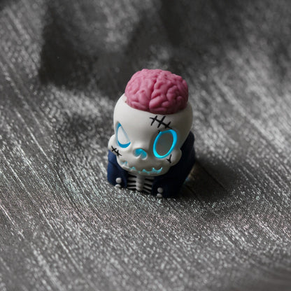 Original Design Brainstorming Skeleton Series, multi-color resin molded personalized keycaps, cartoon image creative cultural keycaps, mechanical keyboard handmade decorative keycaps