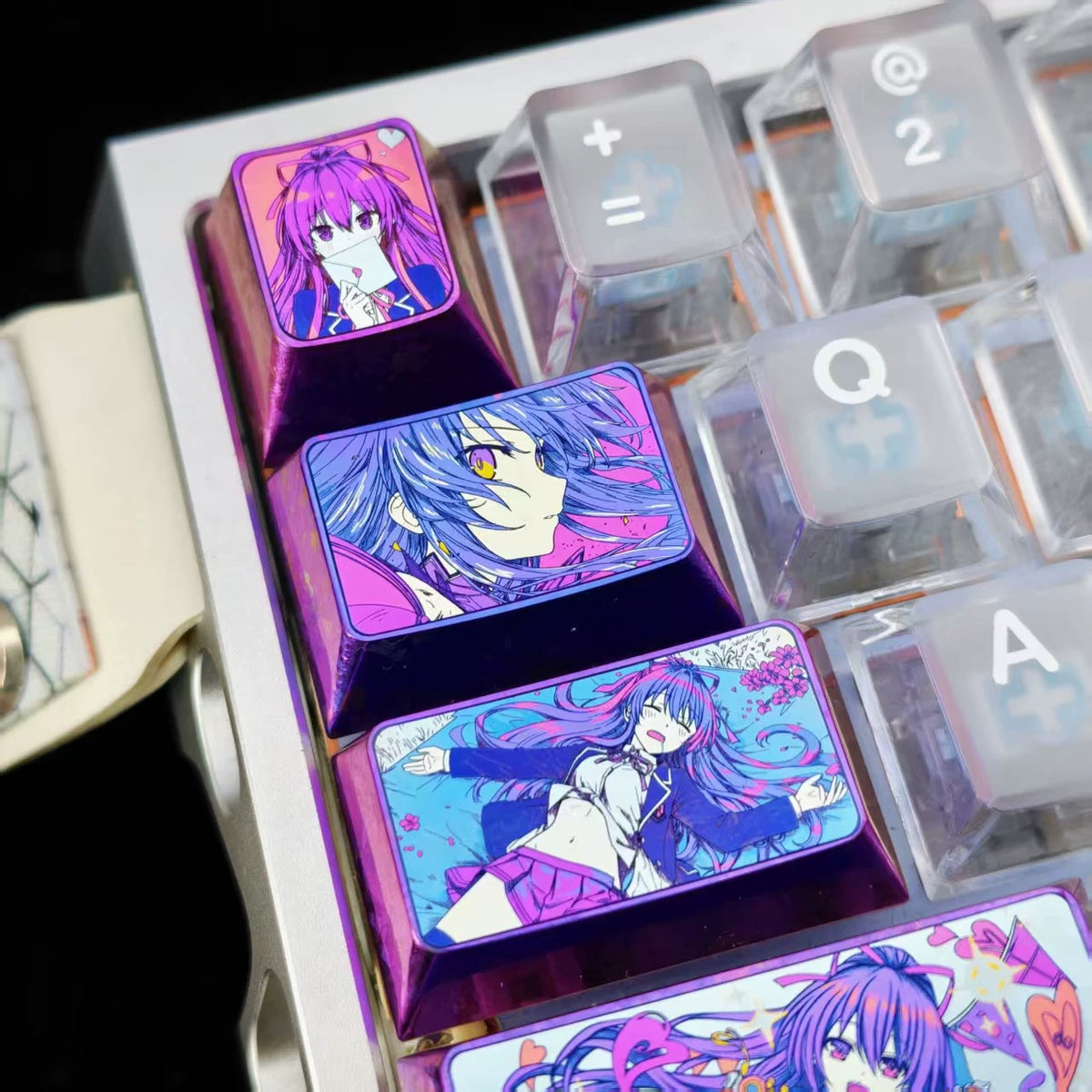 DATE A LIVE，Yatogami Tohka 1.5 U titanium alloy personalized keycaps, mechanical keyboard metal decorative keycaps, anime and game culture peripheral keycaps