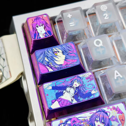 DATE A LIVE，Yatogami Tohka 1.5 U titanium alloy personalized keycaps, mechanical keyboard metal decorative keycaps, anime and game culture peripheral keycaps