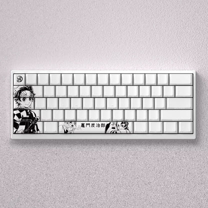 Demon Slayer Kimetsu no Yaiba series, Kamado Tanjiro theme, original high PBT material compatible MX switch mechanical keyboard, anime game theme set keycaps, mechanical keyboard replacement keycap set