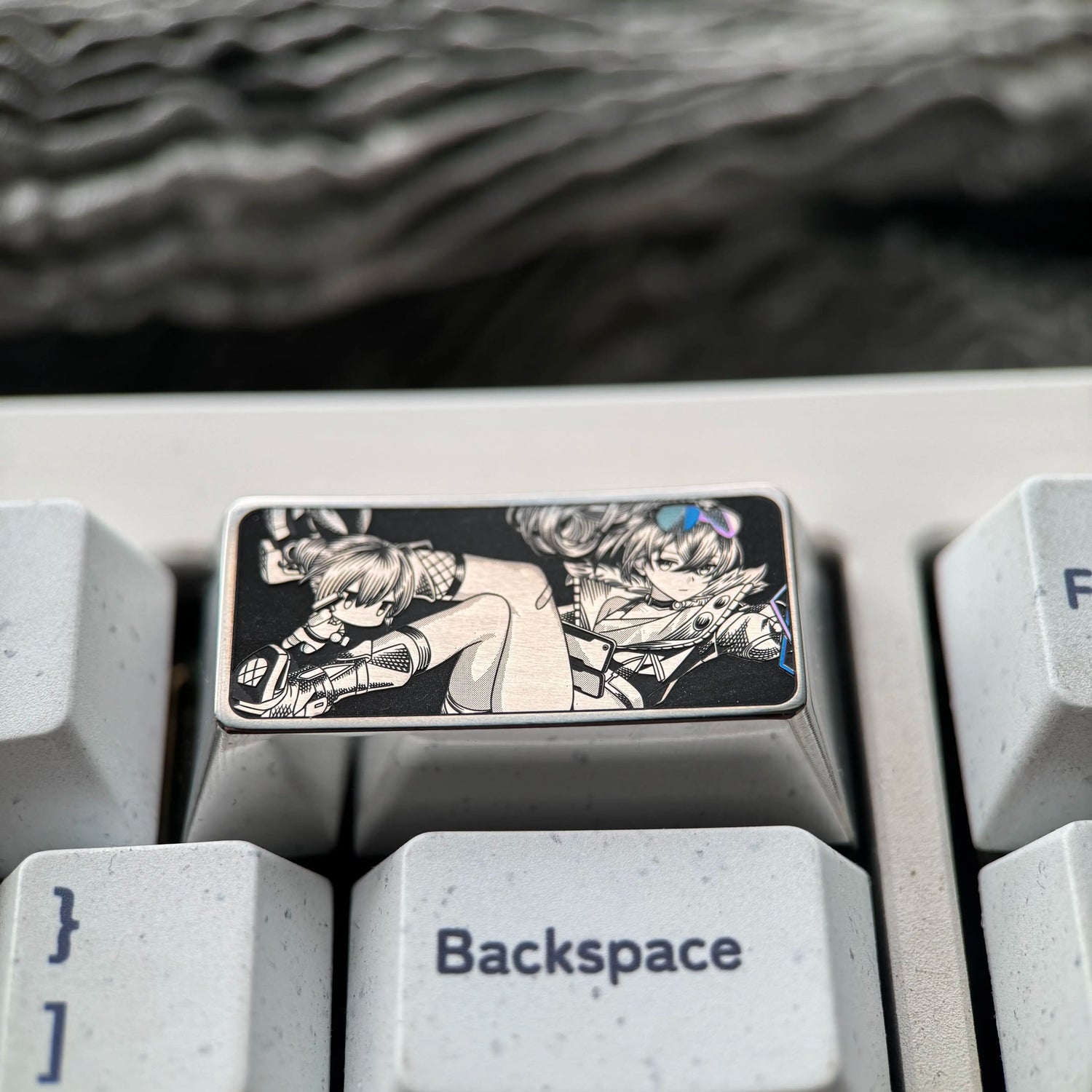 Honkai：Star Rail，Silver Wolf， Precision Carving 2 U titanium alloy personalized keycaps, anime and game cultural creative keycaps, mechanical keycaps decorative keycaps