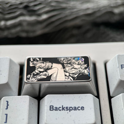 Honkai：Star Rail，Silver Wolf， Precision Carving 2 U titanium alloy personalized keycaps, anime and game cultural creative keycaps, mechanical keycaps decorative keycaps