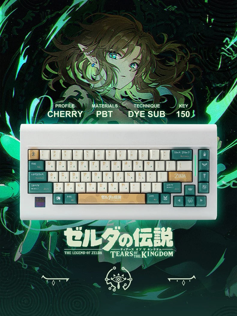 The Legend of Zelda: Tears of the Kingdom， PBT material personalized keycaps, mechanical keyboard replacement keycap set, anime and game cultural and creative keycaps set, Compatible with 61/64/68/75/84/87/104 Key Mechanical Keyboard Keycap Set