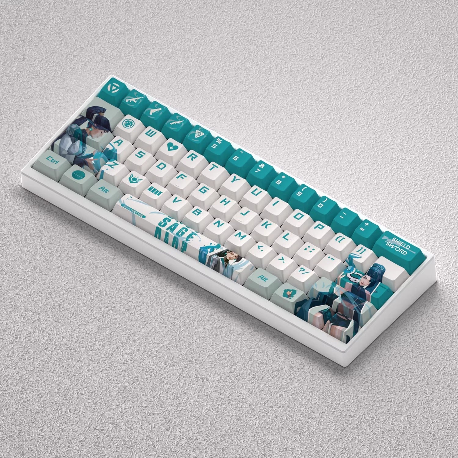 VALORANT series, Sage theme, original high PBT material compatible MX switch mechanical keyboard, anime game theme set keycaps, mechanical keyboard replacement keycap set