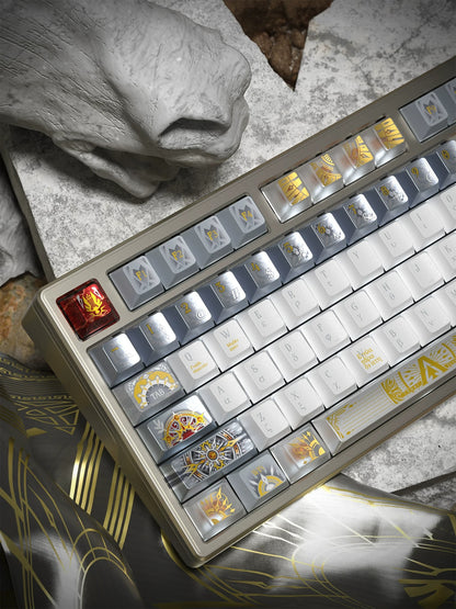 Sun God Apollo, PBT metallic paint texture+ PC material Mechanical Keyboard Replacement Keycap Set, Compatible with 61/64/68/75/84/87/104 Key Mechanical Keyboard Keycap Set