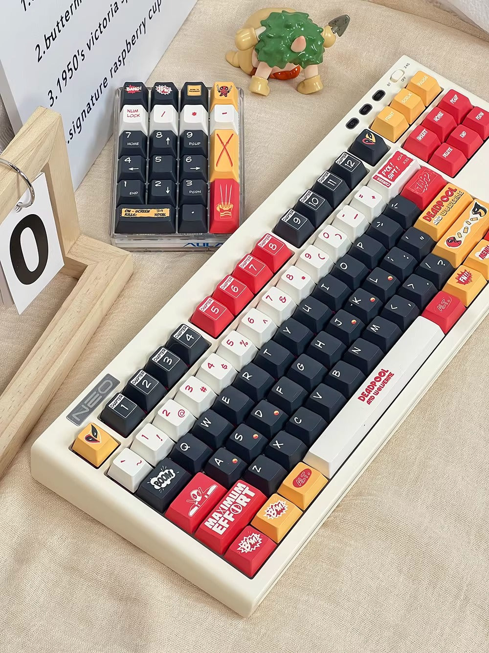 Deadpool&amp;Wolverine theme, 155 keys - Original factory height PBT full five sided thermal sublimation mechanical keyboard decoration keycap set