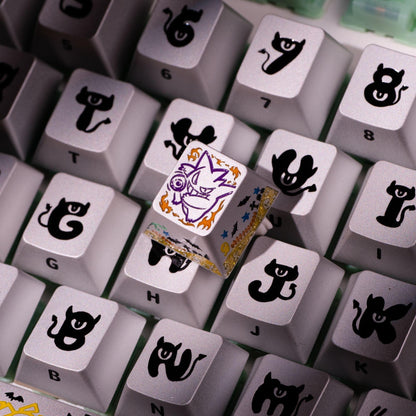 Pok é mon series, Gangar themed design, 17 key set, keycaps made of aluminum alloy material CNC integrated precision machining personalized keycaps, mechanical keyboard decorative keycaps