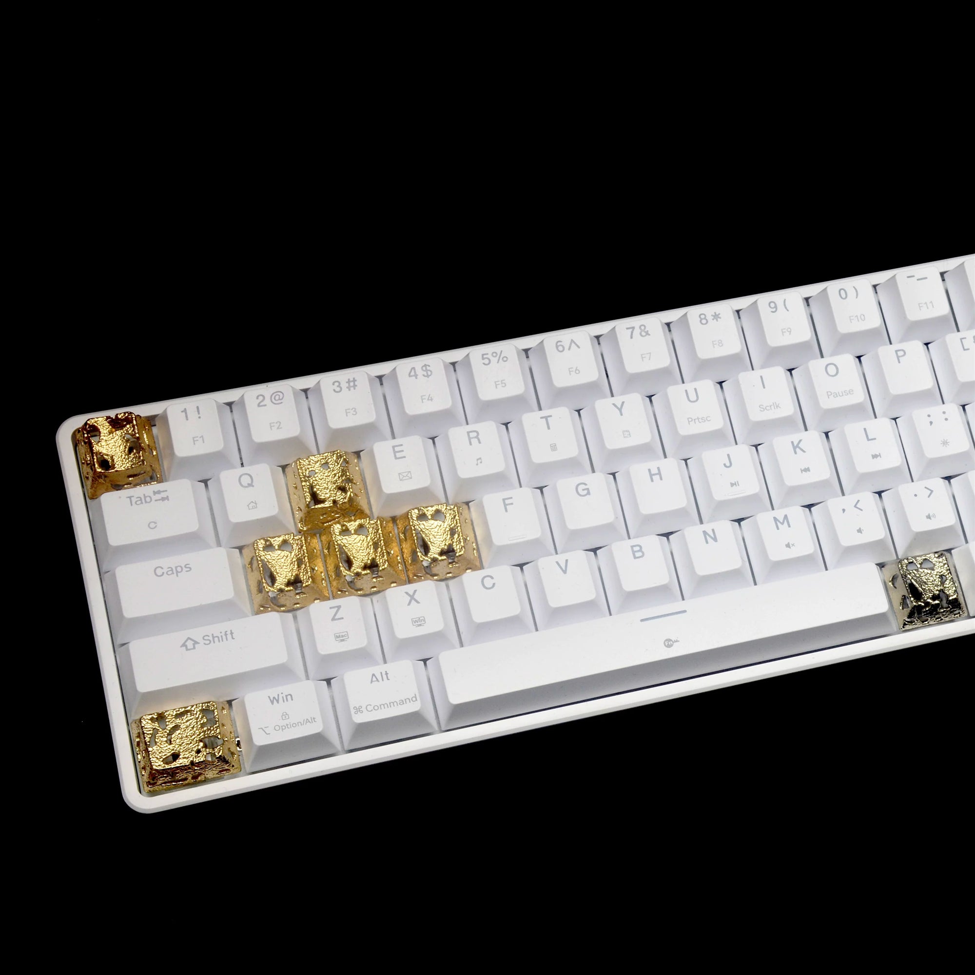 Hollow corrosion design, metal copper personalized keycaps, non-ferrous metal creative mechanical keyboard keycaps, computer desktop with decorative keycaps