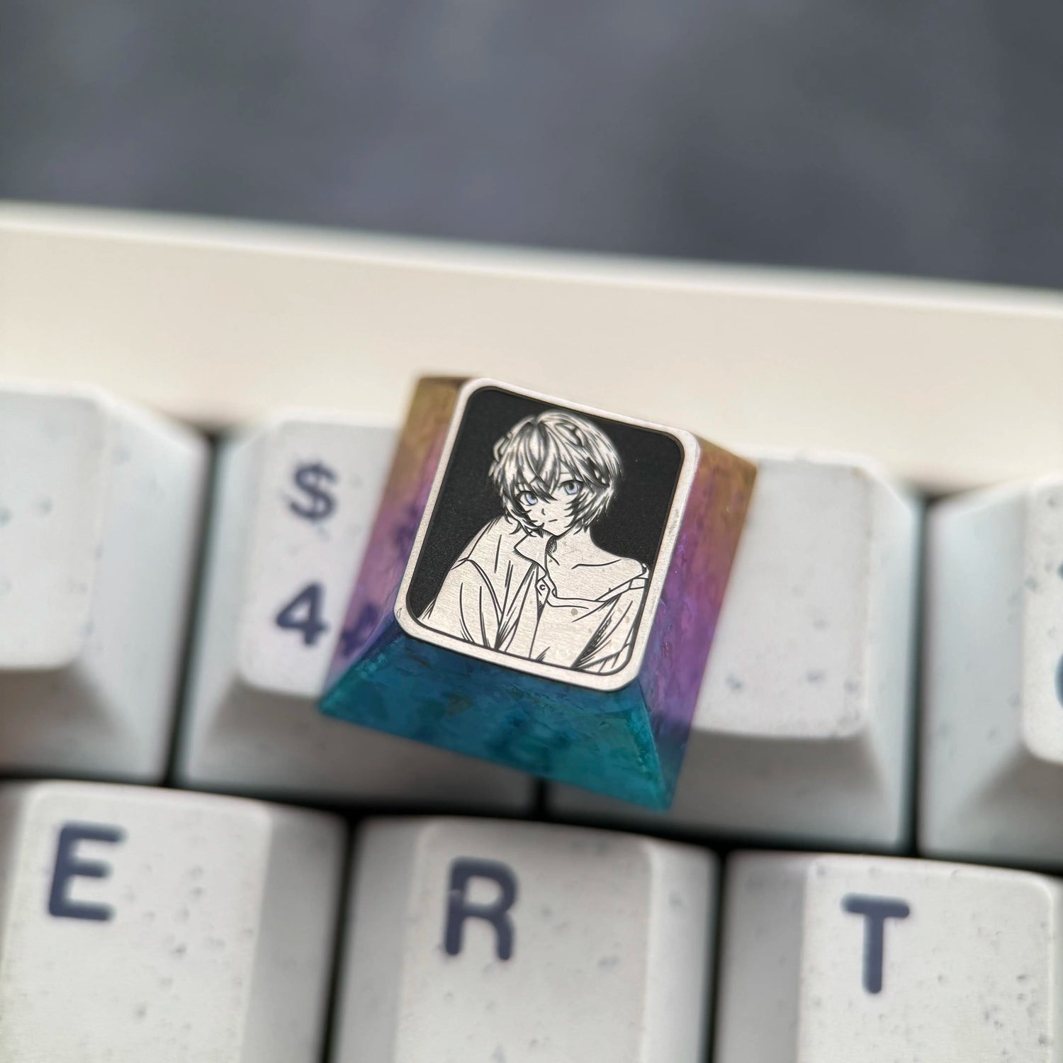EVA，Ayanami Rei，WASD/directional key titanium alloy set personalized keycaps, anime and game decorative art keycap combination customized metal set