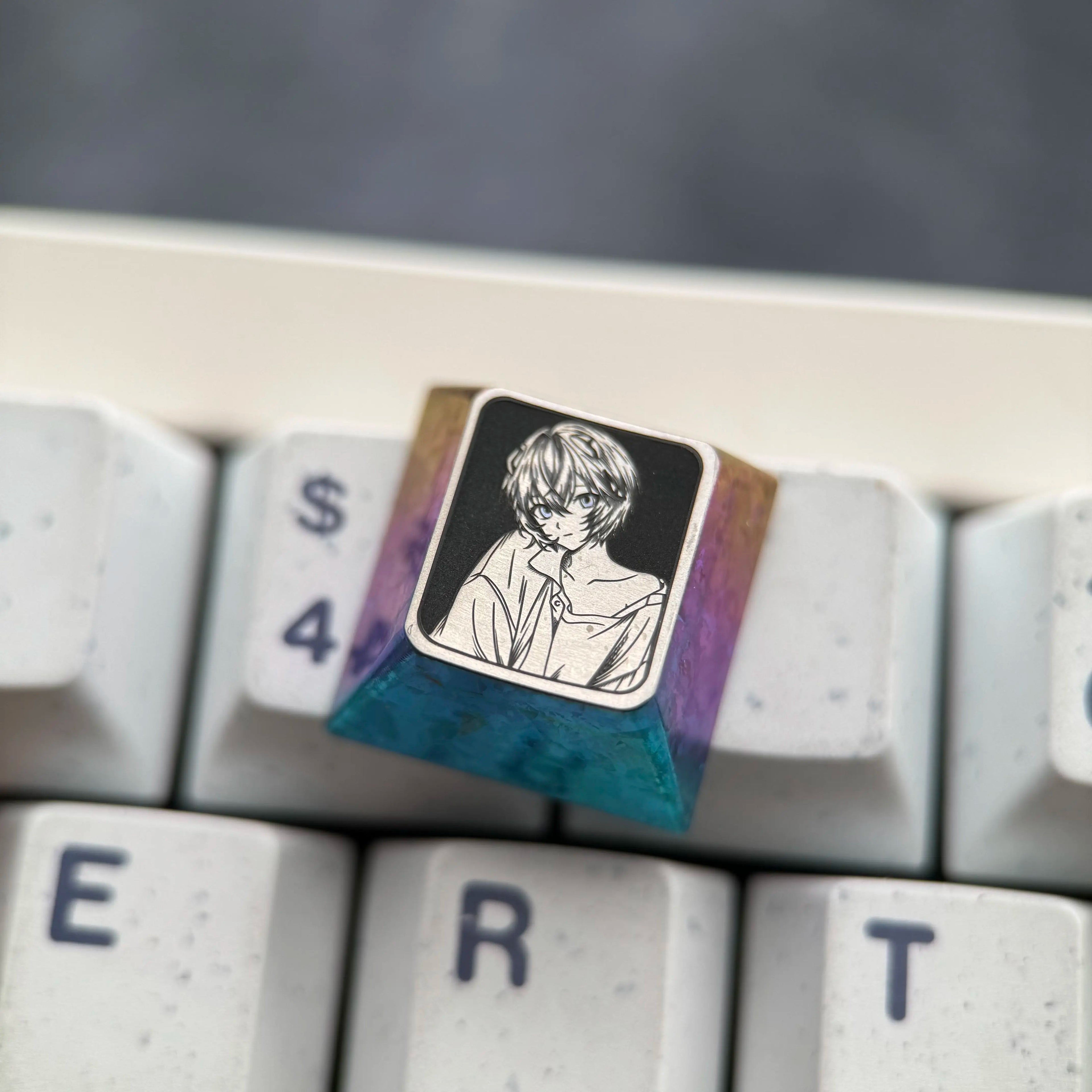 EVA，Ayanami Rei，WASD/directional key titanium alloy set personalized keycaps, anime and game decorative art keycap combination customized metal set
