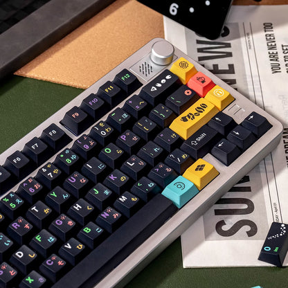 Chocolate/blueberry donut themed design, PBT material personalized keycap set, factory height, compatible with Wooting/ROG EXTREME mechanical keyboard