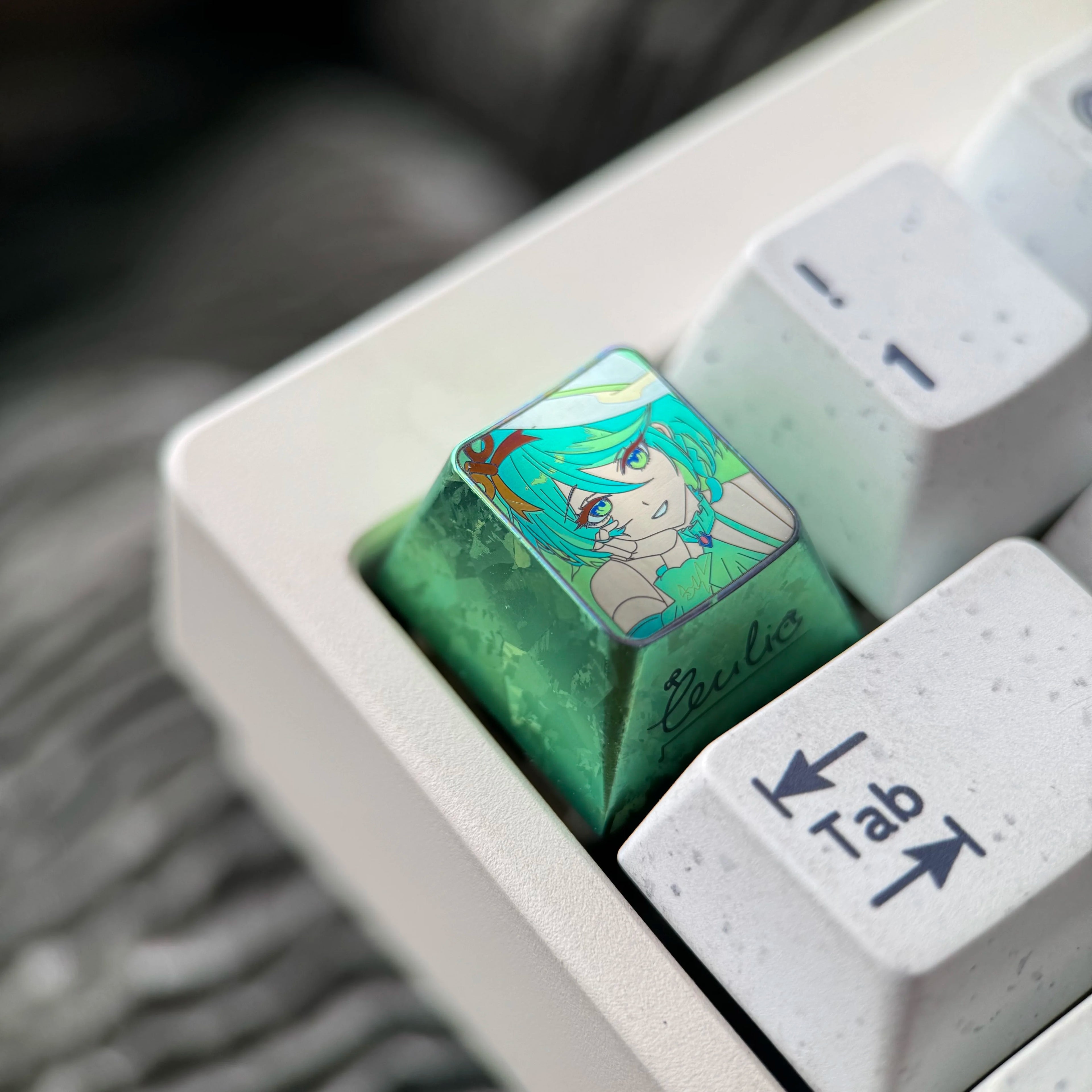 Cecilia Immergreen, VTuber, 1U signature titanium alloy personalized keycap, anime virtual idol decorative keycap, cultural peripheral products