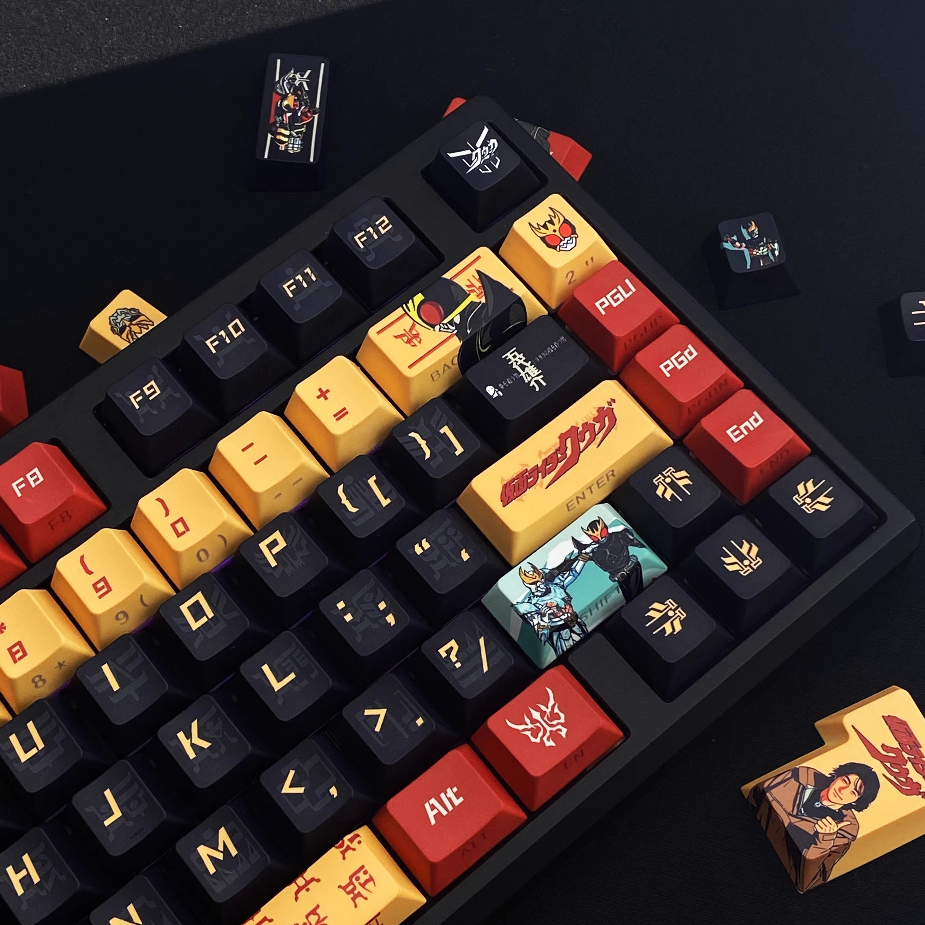 Kamen Rider Theme Series Design Set Keycaps, Ultimate Kuuga，custom set personalized keycap series, PBT material, compatible with 61/64/68/75/84/87/104 mechanical keyboard keycap set