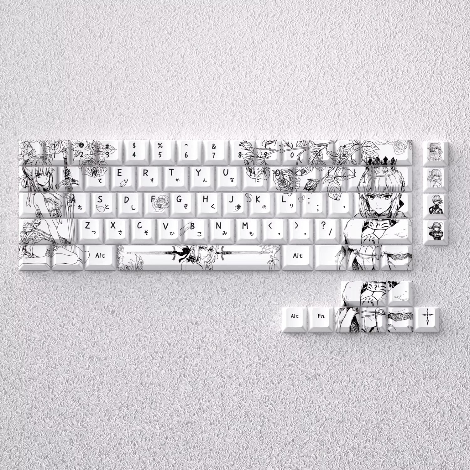 Fate/stay night series, Altria Pendragon/saber theme, original high PBT material compatible MX switch mechanical keyboard, anime and game theme keycap set, mechanical keyboard replacement keycap set